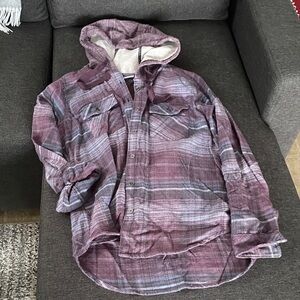Columbia Purple Plaid Hooded Shirt